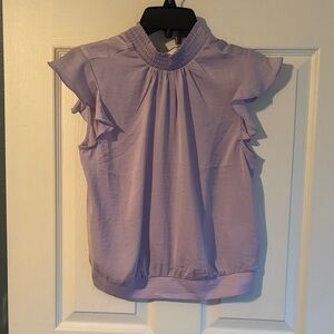 Express Light Purple Flutter Sleeve Blouse